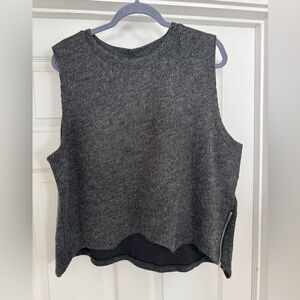 Charcoal Sleeveless Knit Muscle Tee